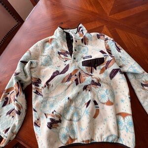 Cream and Brown Fleece Pullover